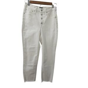 J.Crew White Button Fly "High Rise Vintage Straight" Cut Off 5 Pocket Jeans 27